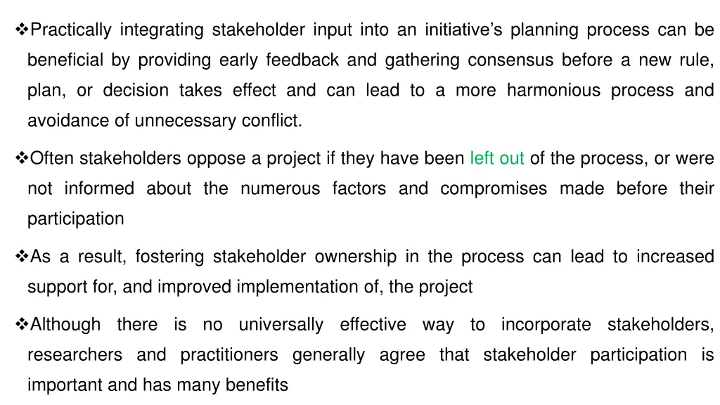 practically integrating stakeholder input into