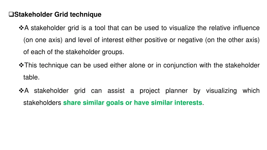 stakeholder grid technique