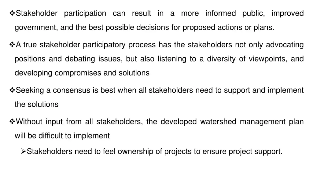 stakeholder participation can result in a more