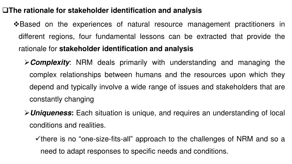 the rationale for stakeholder identification