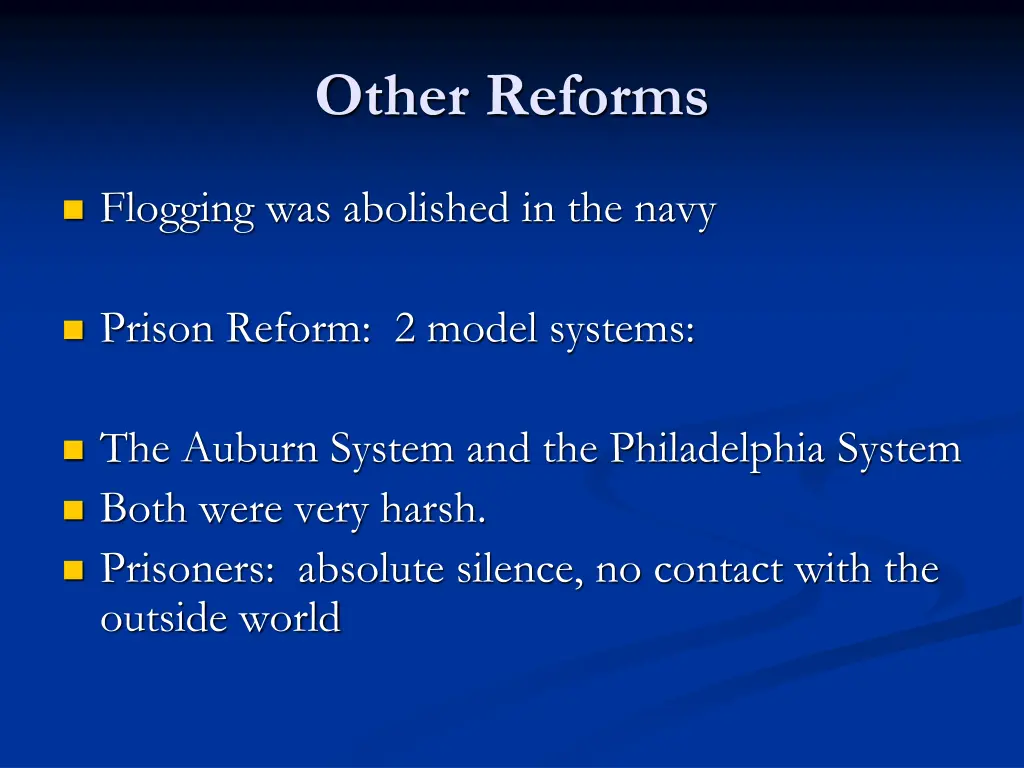 other reforms