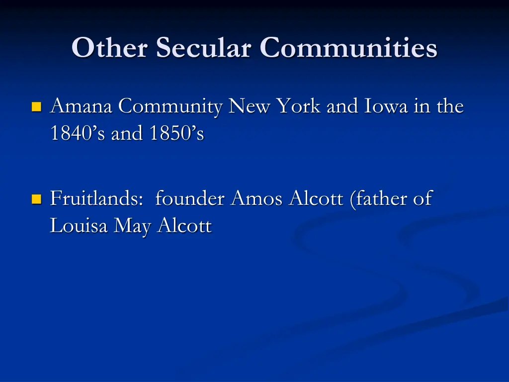 other secular communities