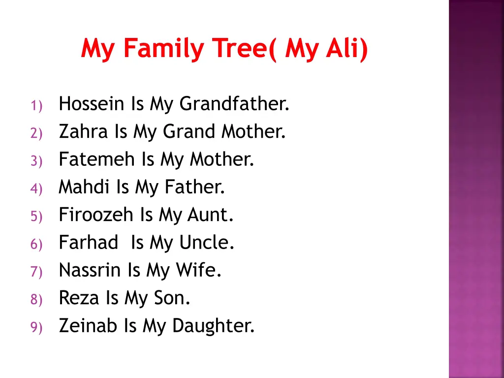 my family tree my ali