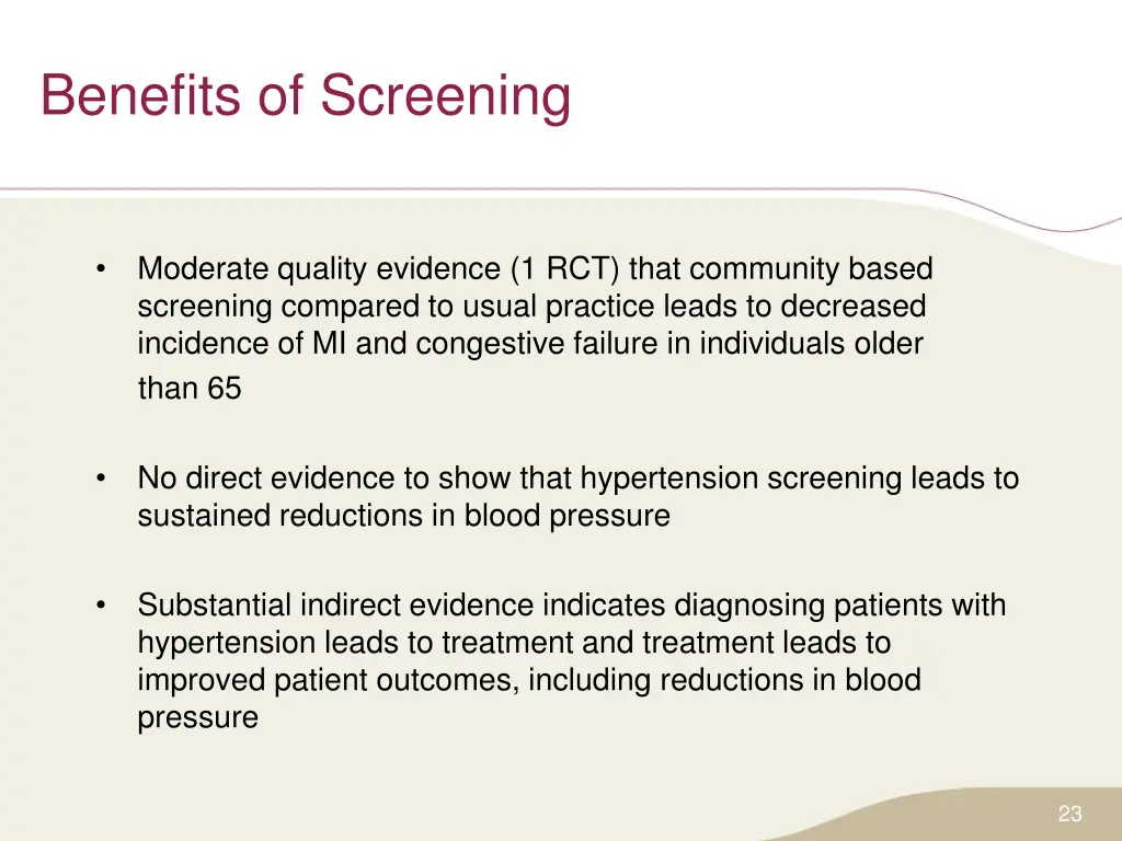 benefits of screening