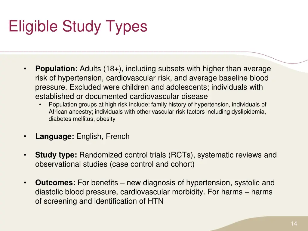 eligible study types