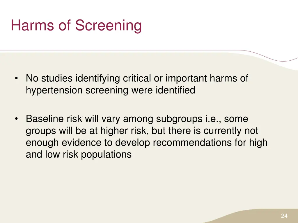 harms of screening
