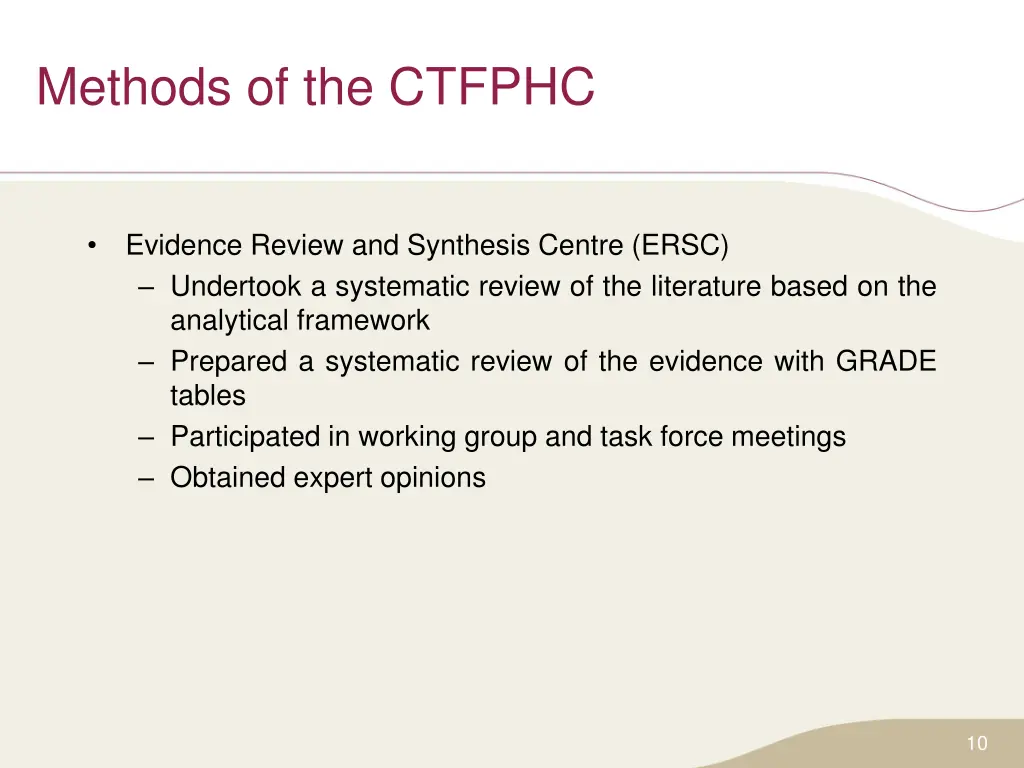 methods of the ctfphc 1