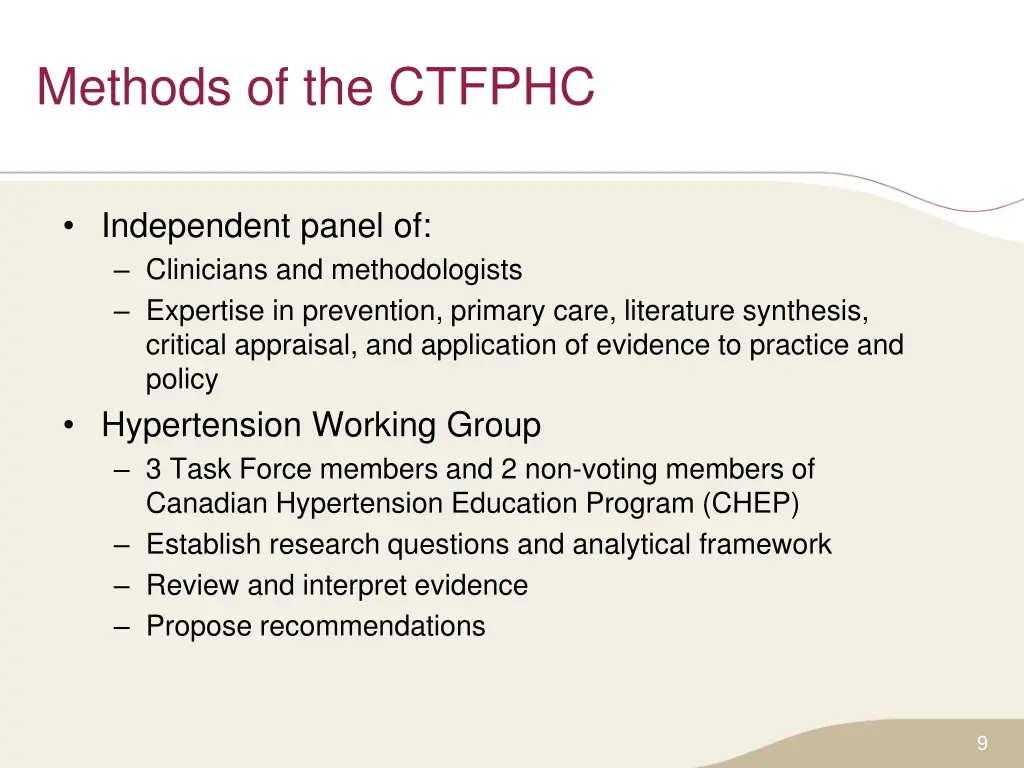methods of the ctfphc
