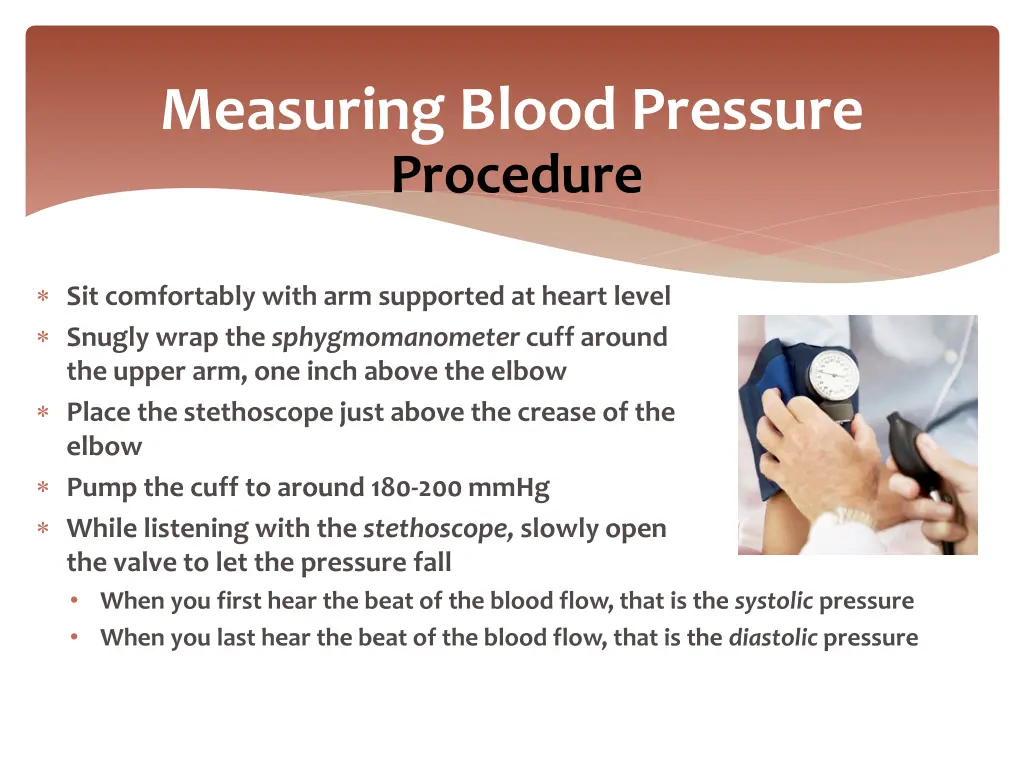 measuring blood pressure procedure