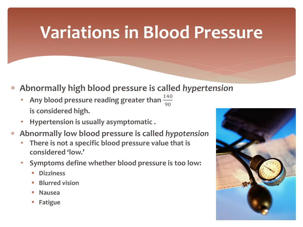 variations in blood pressure
