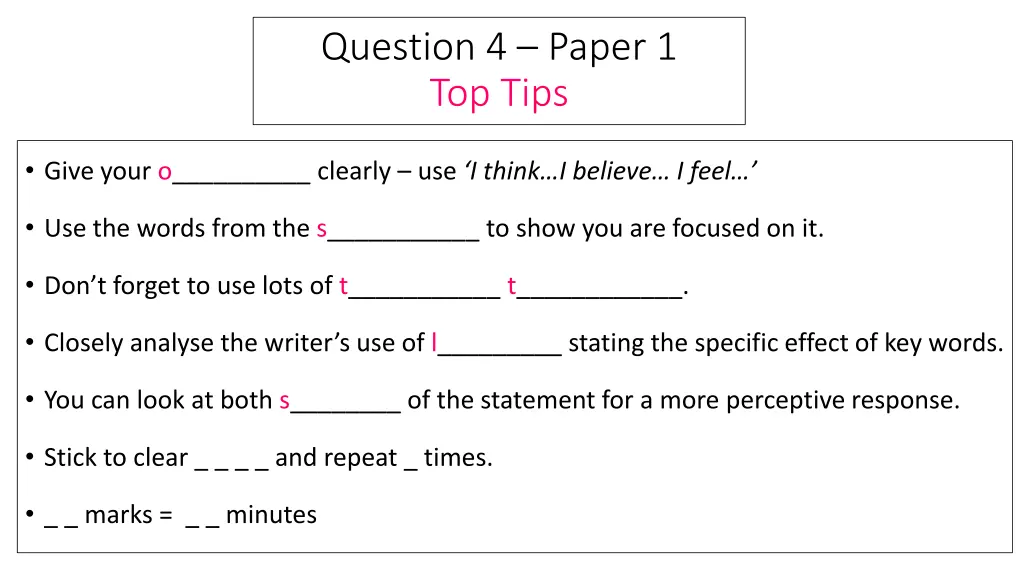 question 4 paper 1 top tips