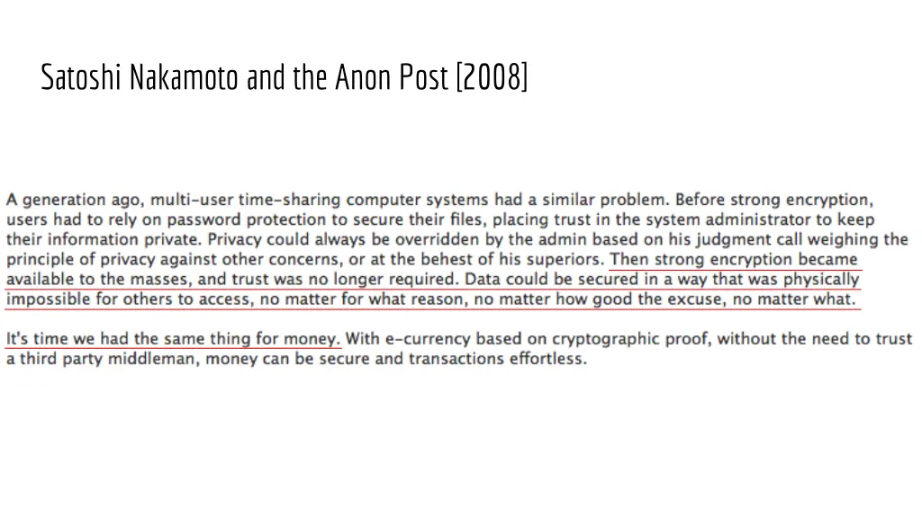satoshi nakamoto and the anon post 2008 2