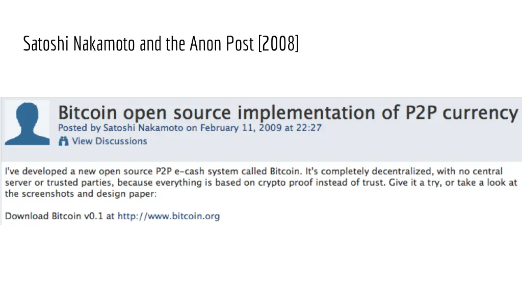 satoshi nakamoto and the anon post 2008