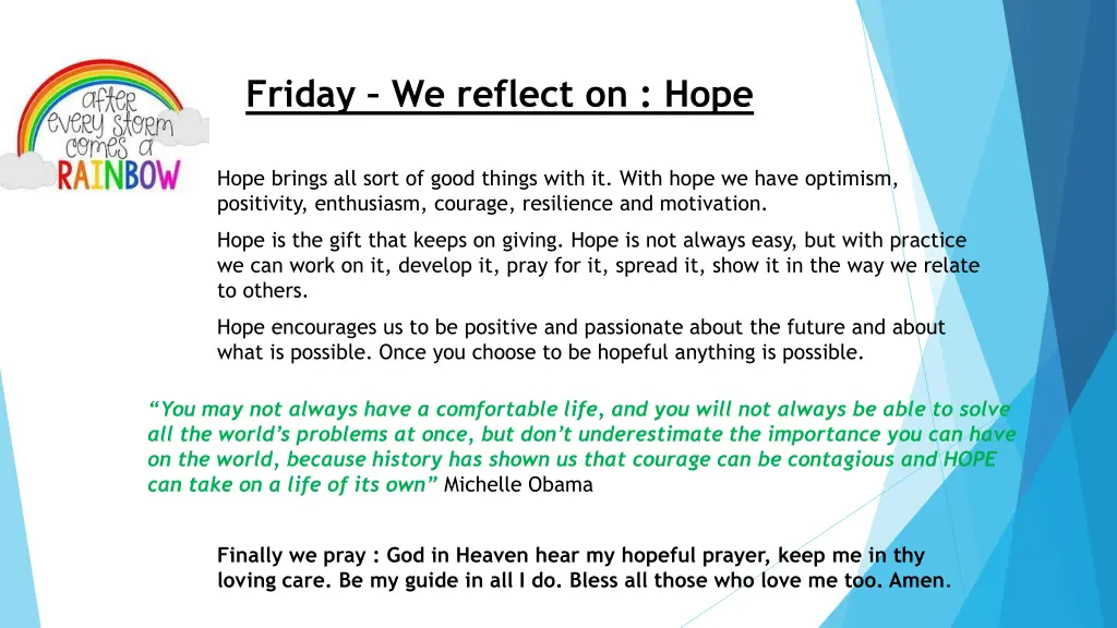 friday we reflect on hope