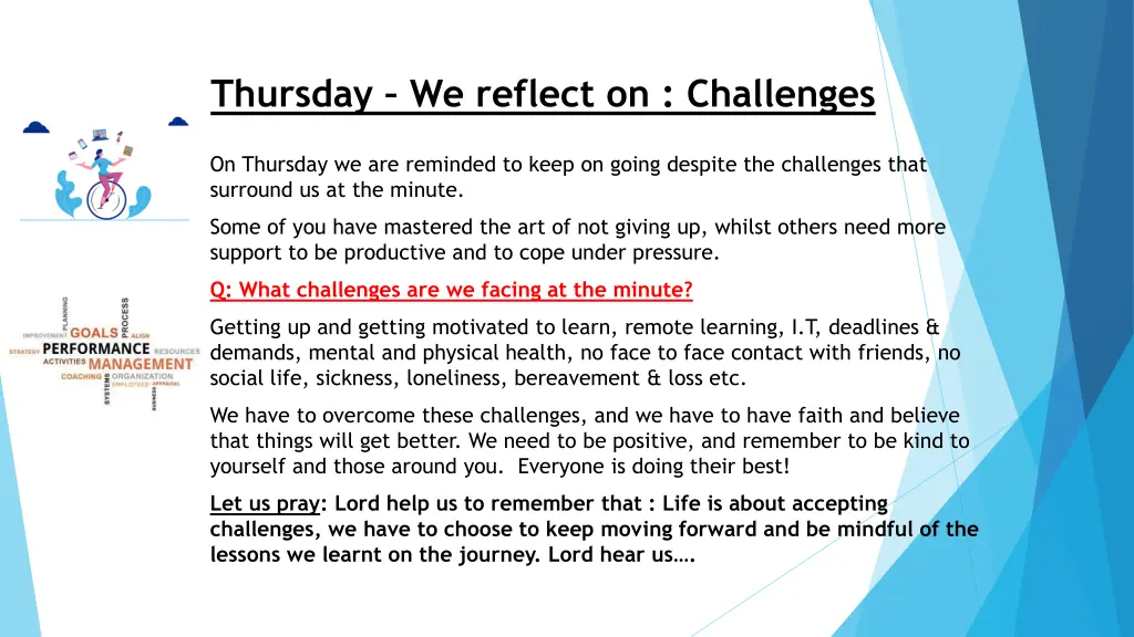 thursday we reflect on challenges