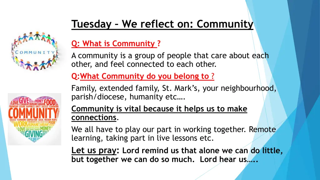 tuesday we reflect on community