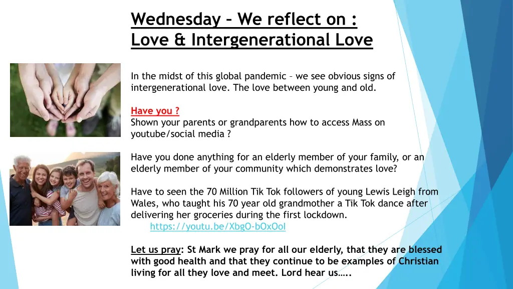 wednesday we reflect on love intergenerational
