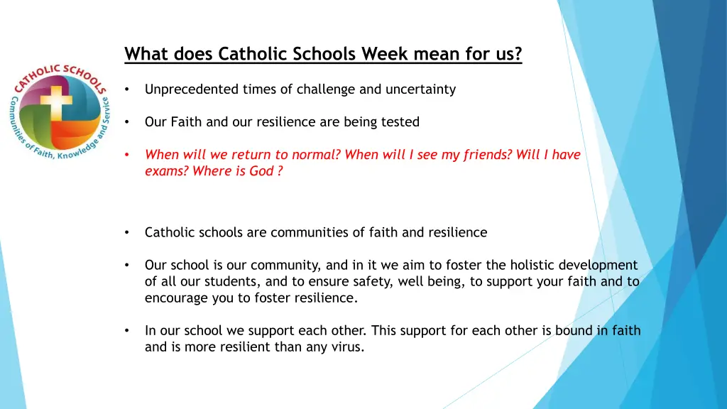 what does catholic schools week mean for us