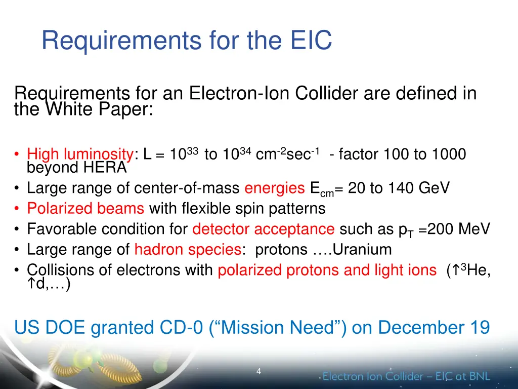 requirements for the eic