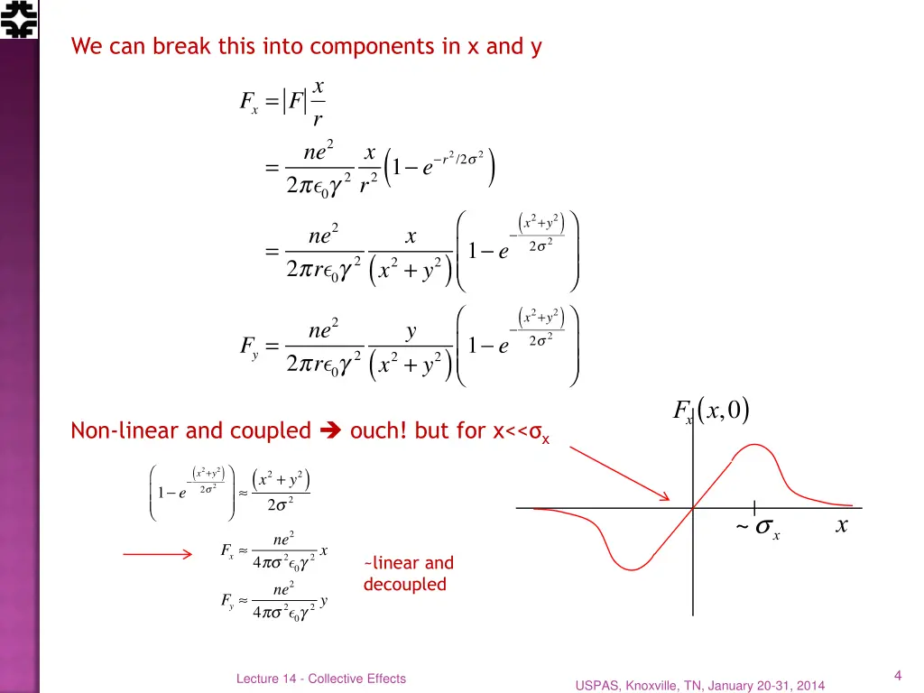 we can break this into components in x and y