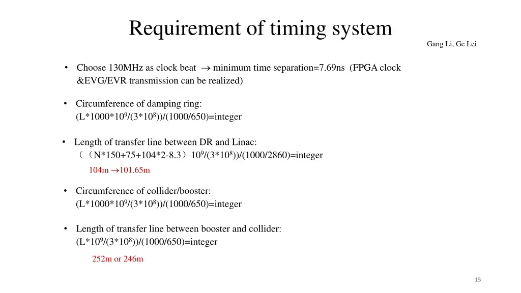 requirement of timing system
