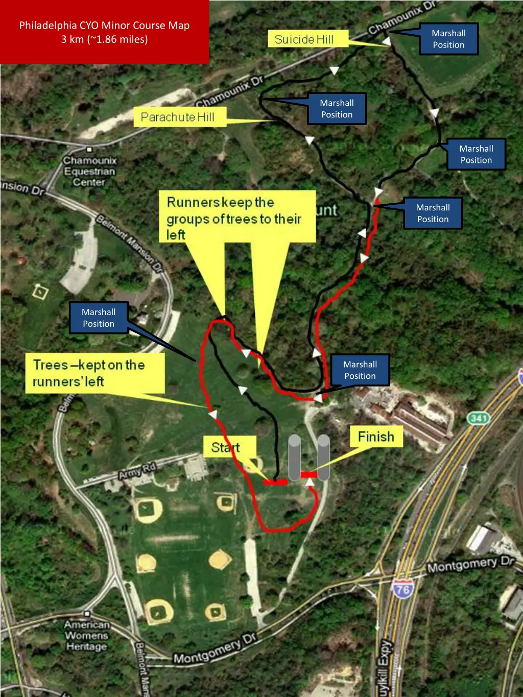 philadelphia cyo minor course map 3 km 1 86 miles