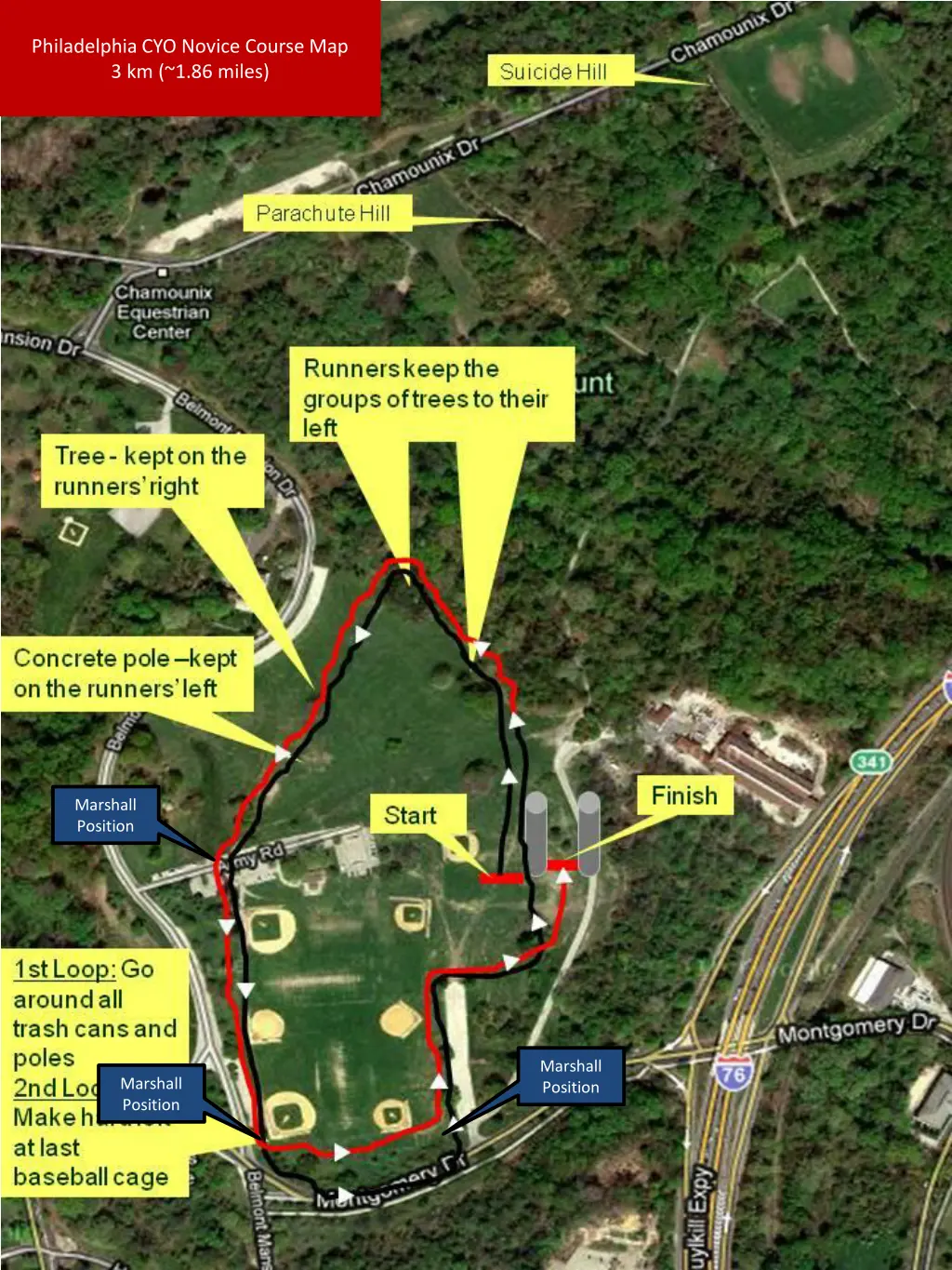 philadelphia cyo novice course map 3 km 1 86 miles