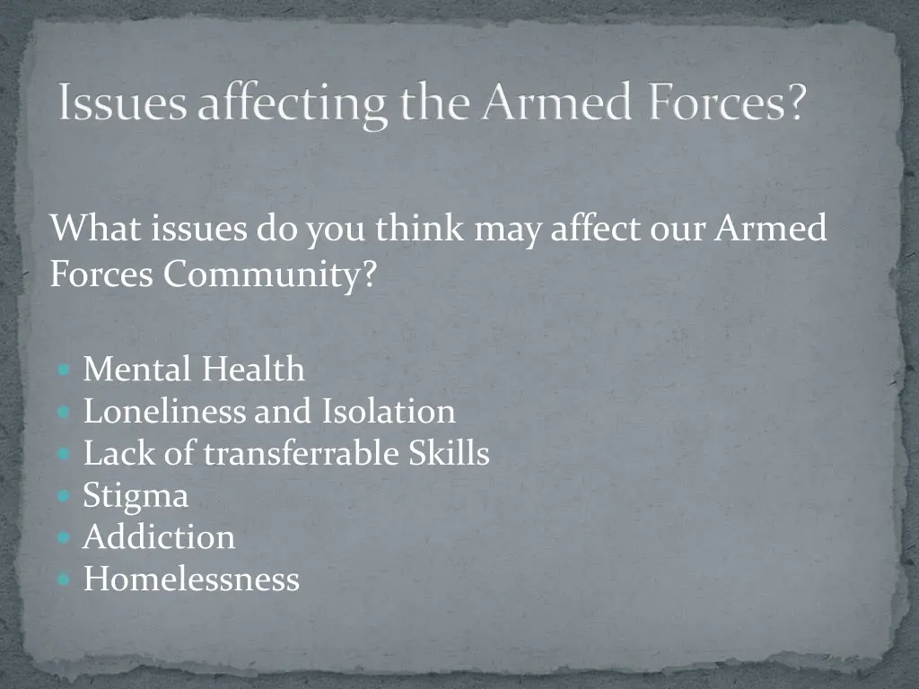issues affecting the armed forces