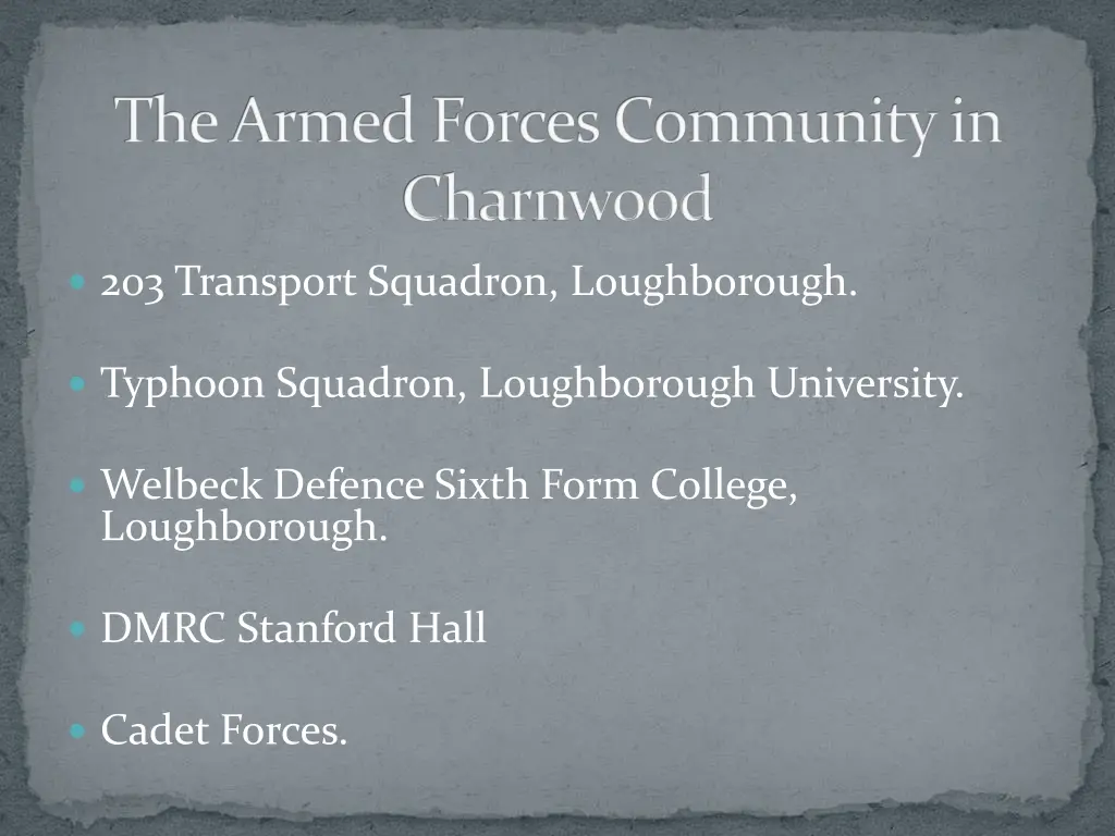 the armed forces community in charnwood