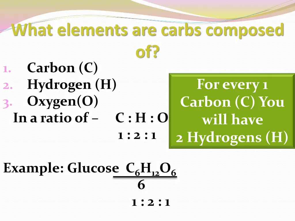 what elements are carbs composed of 1 carbon