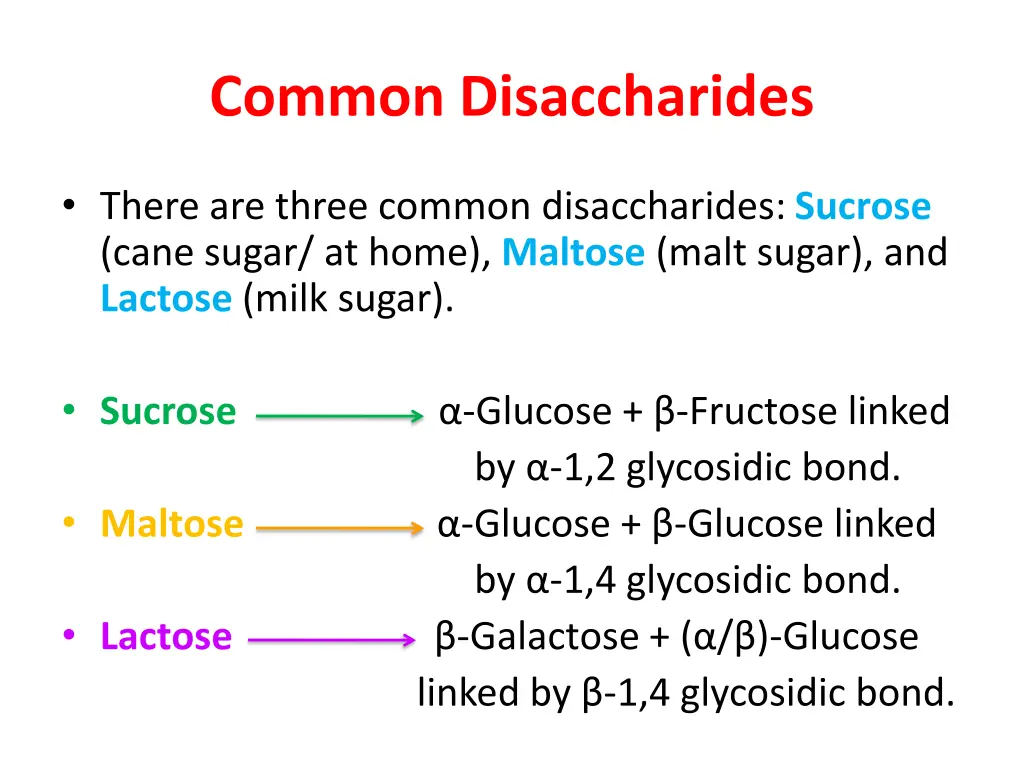 common disaccharides