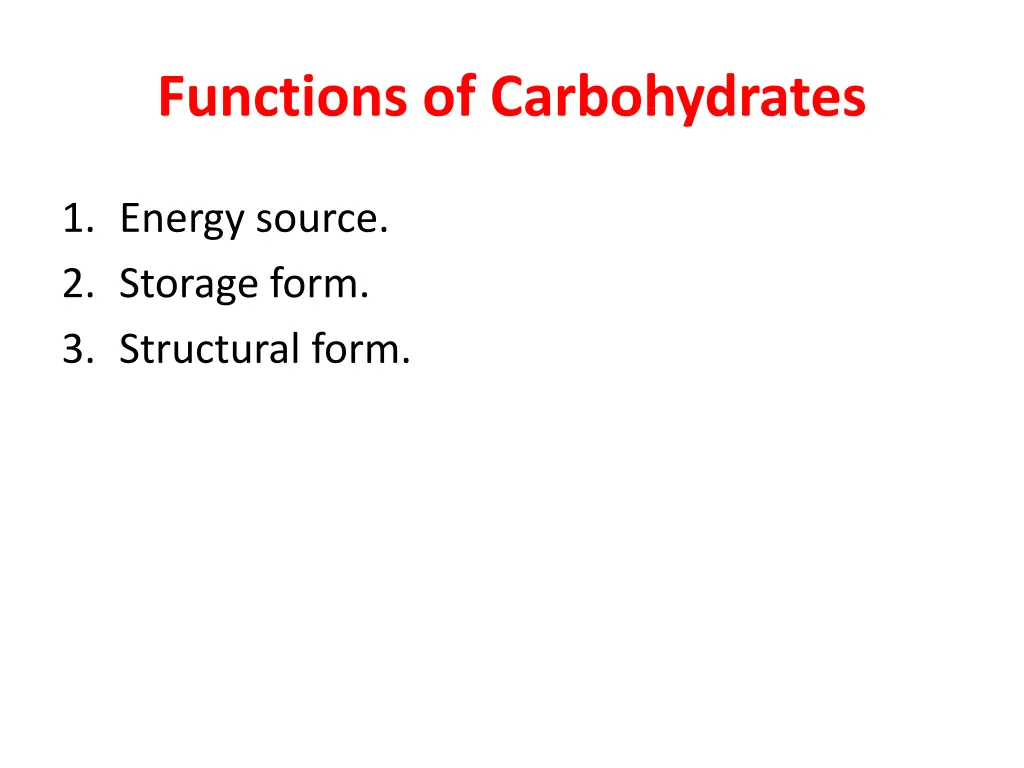 functions of carbohydrates