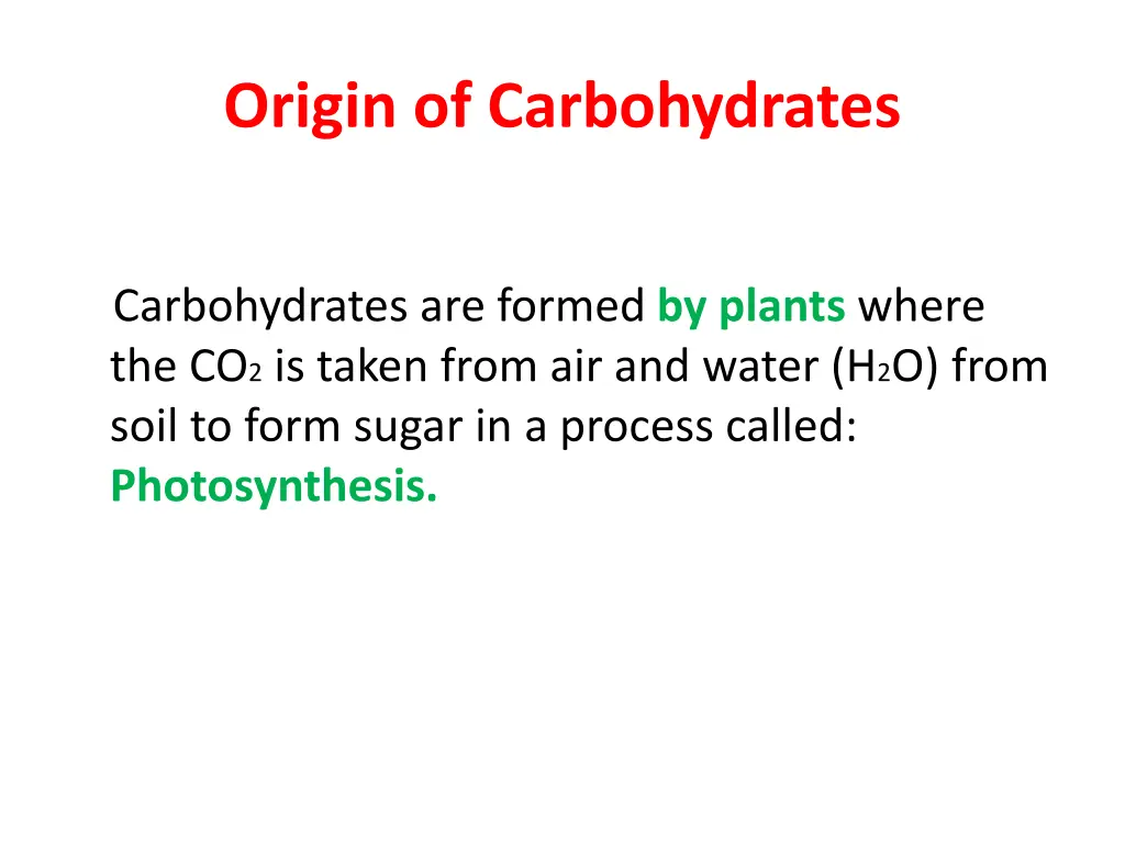 origin of carbohydrates
