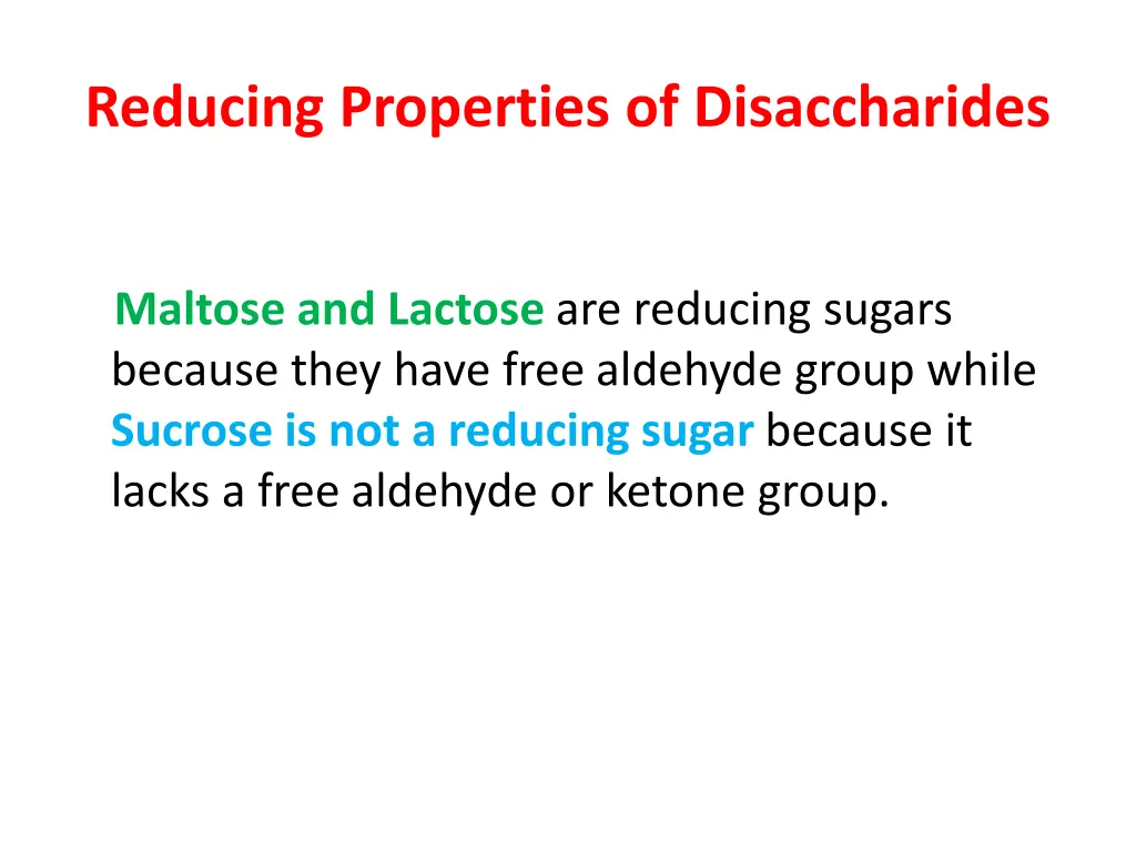 reducing properties of disaccharides
