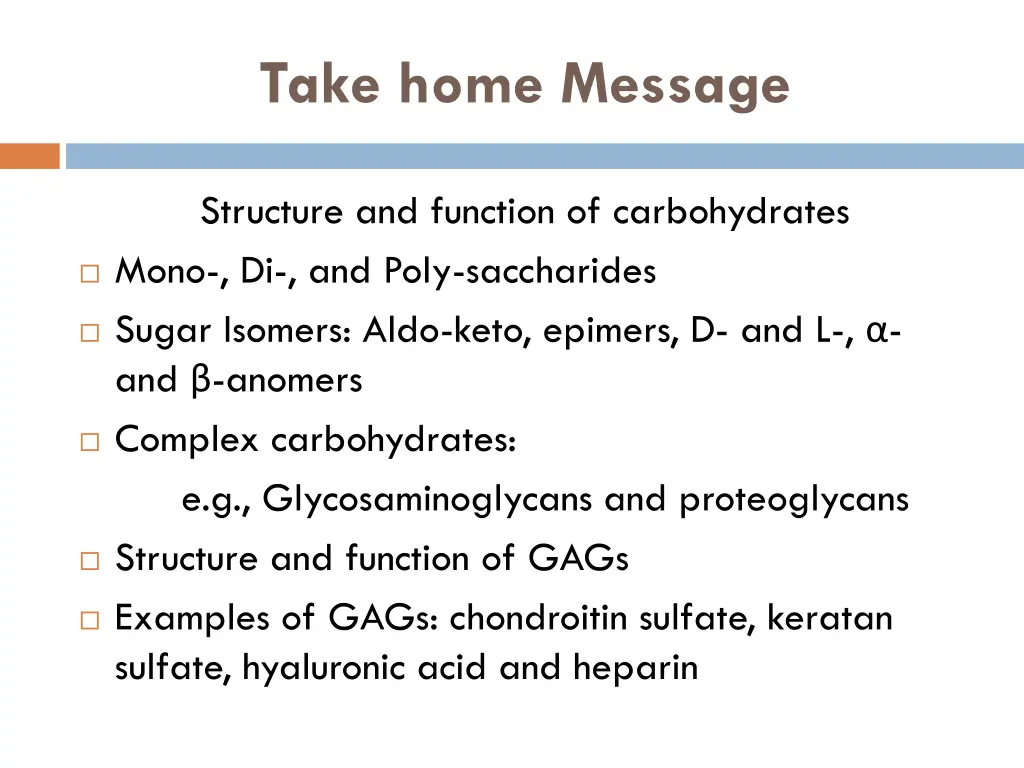 take home message