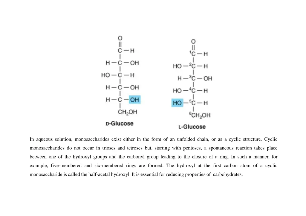 in aqueous solution monosaccharides exist either