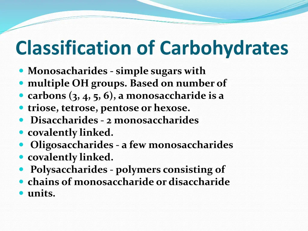 classification of carbohydrates