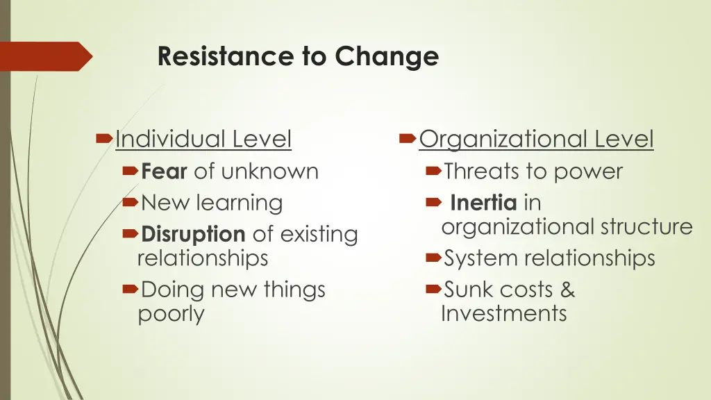 resistance to change