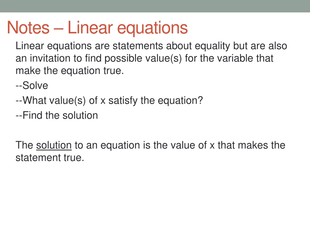 notes linear equations linear equations