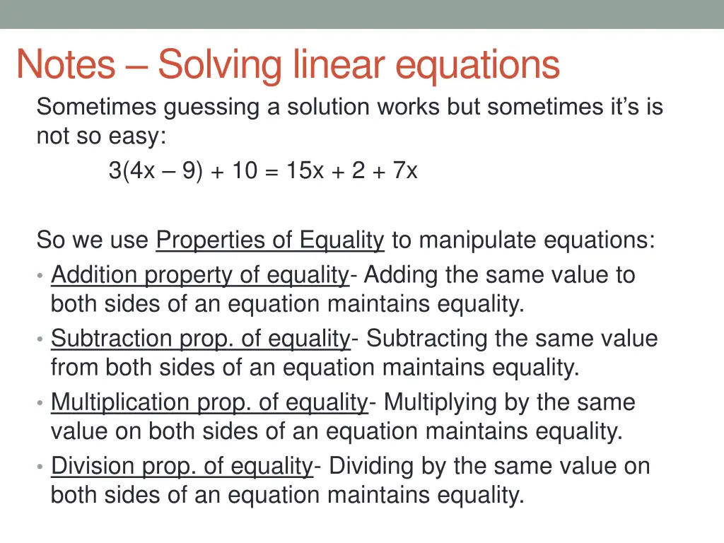 notes solving linear equations sometimes guessing