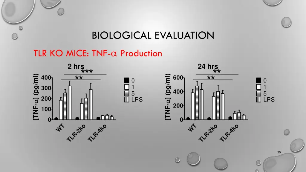 biological evaluation tlr ko mice tnf production