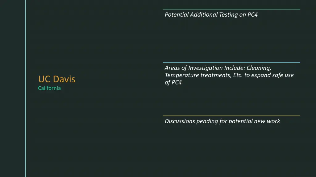 potential additional testing on pc4