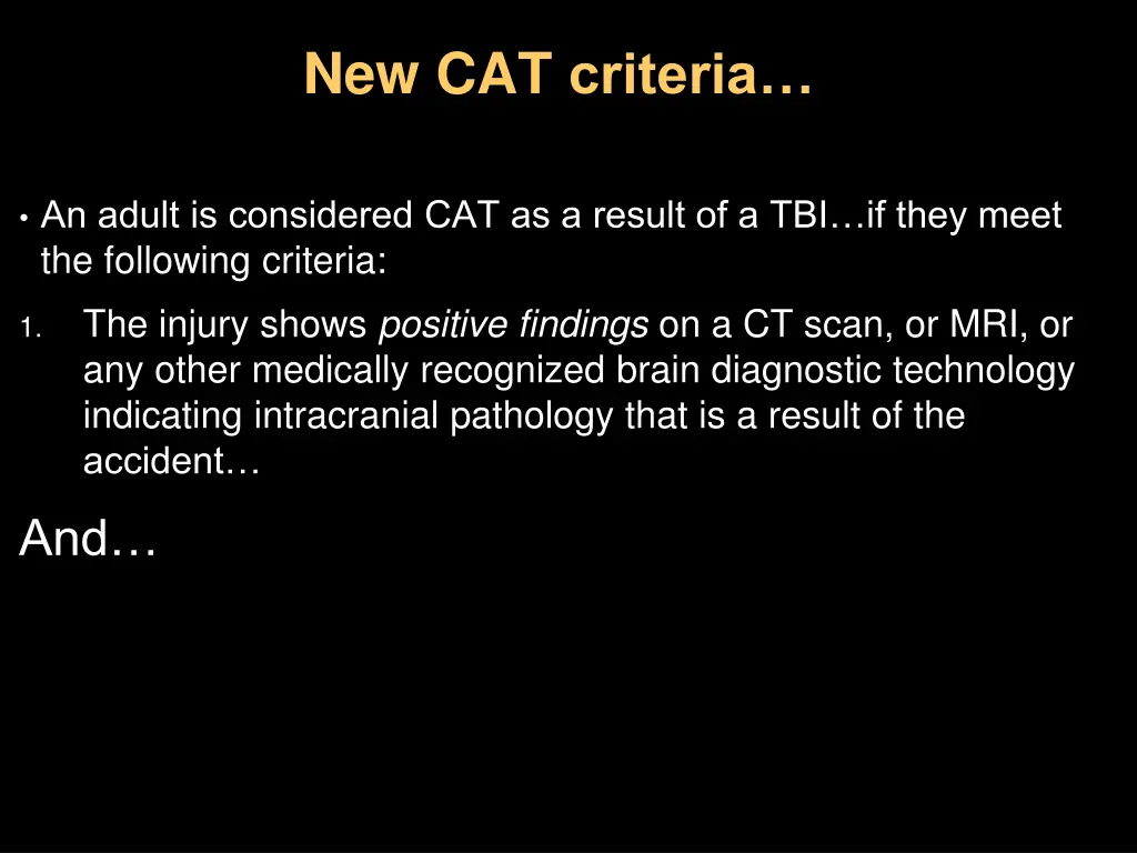 new cat criteria
