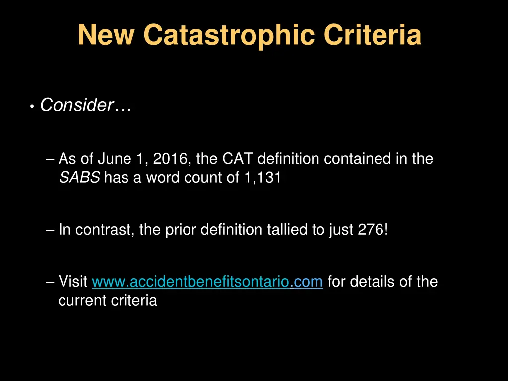 new catastrophic criteria