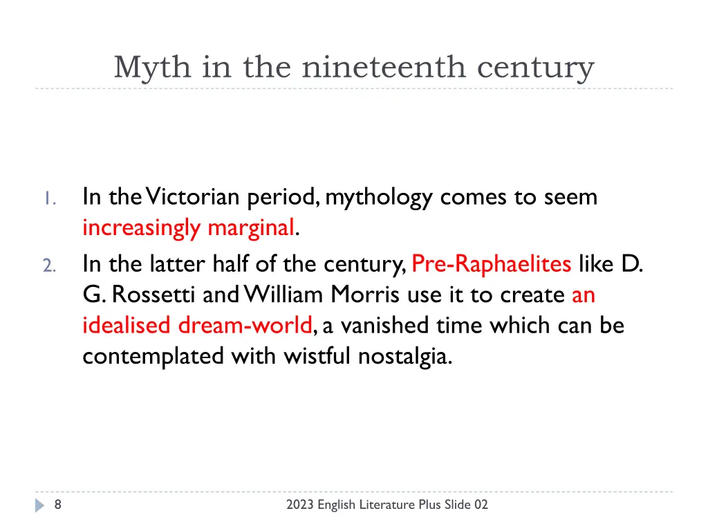 myth in the nineteenth century