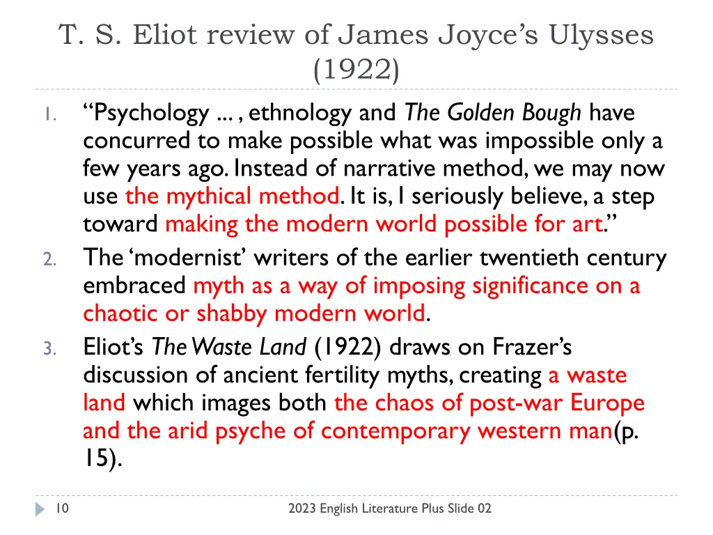 t s eliot review of james joyce s ulysses 1922