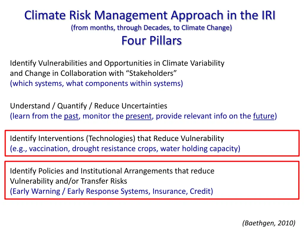 climate risk management approach in the iri from 1