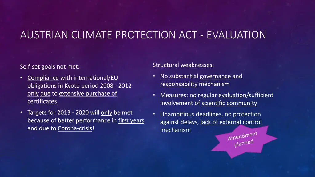austrian climate protection act evaluation