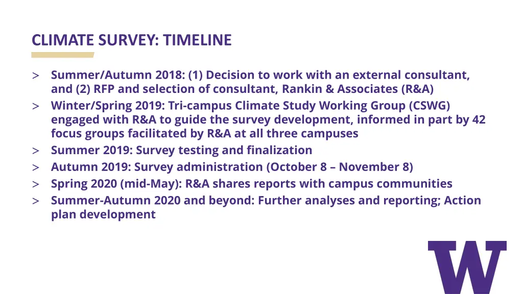 climate survey timeline