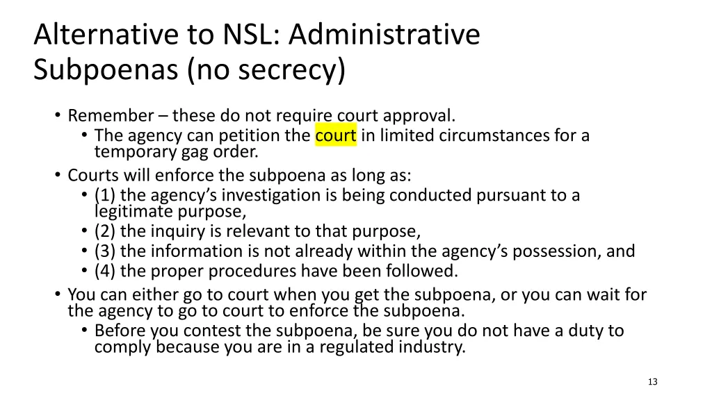 alternative to nsl administrative subpoenas